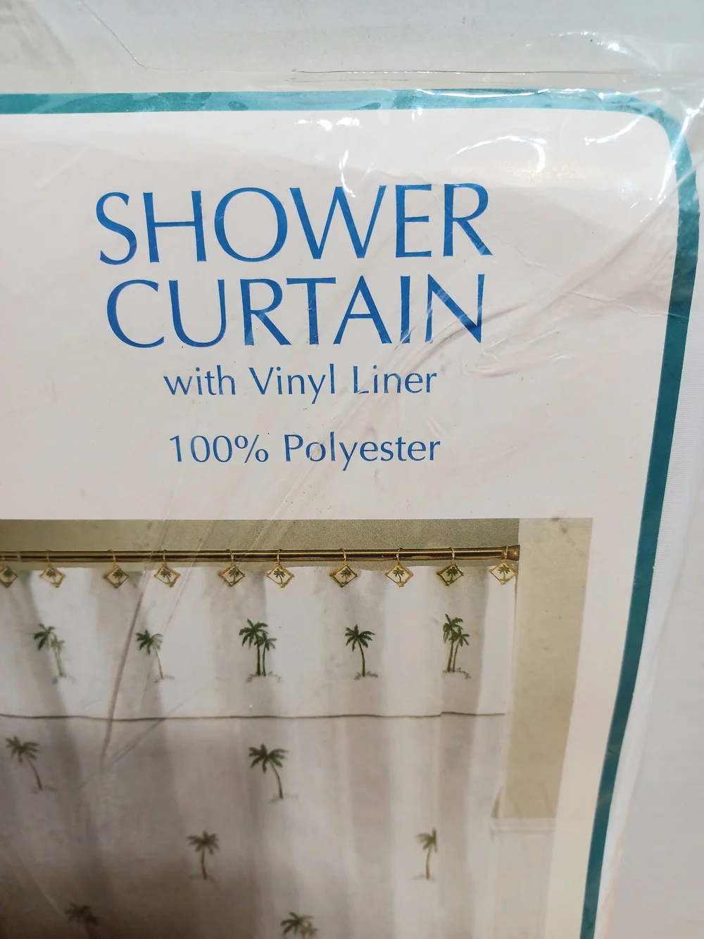VTG 1990’s Springmaid Palm Breeze Sheer Shower Curtain Palm Trees 70x72